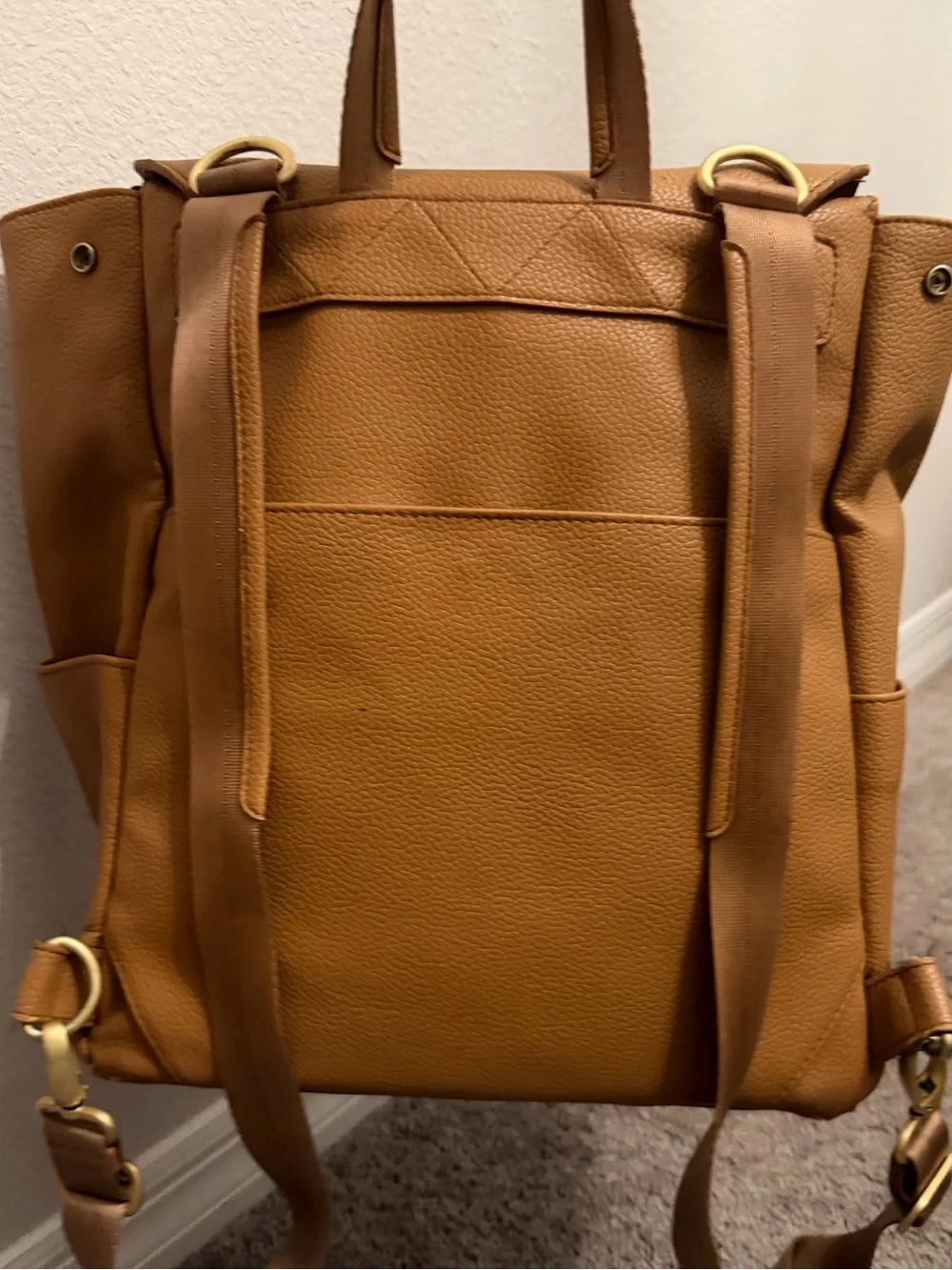 Freshly Picked Tan Leather Diaper Bag